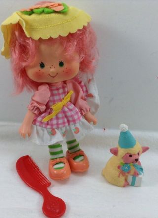 Vintage Strawberry Shortcake Peach Blush Doll And Pet Melanie Belle Lamb
