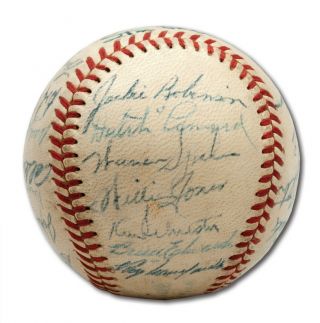 1951 National League All Stars Signed Ball Jackie Robinson Roy Campanella Psa