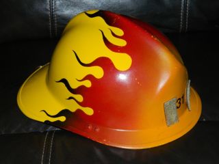 Rare Vintage Cairns & Brothers 660c Metro Helmet Painted Flames Wow