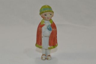 Antique Miniature 3 1/2” Painted Bisque Girl Doll Nodder Made In Japan