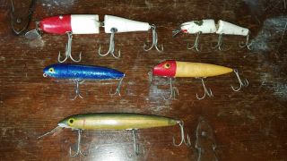 Vintage Antique Fishing Plugs Lures Wooden C.  C B.  Co.  Garrett Cisco Kid Heddon