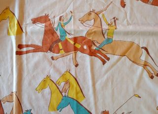Vintage Sears Roebuck Full Flat Sheet Western Cowboy Indian Horses Percale