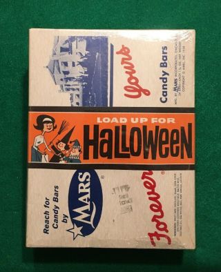 Vintage 1958 Mars Halloween Candy Bar Display Box Trick Or Treat Witch Clown
