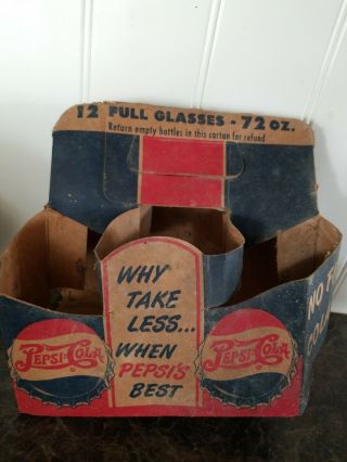 Vintage Pepsi Cola 6 Pack Bottle Carrier Cardboard Box Advertising Why Take Less