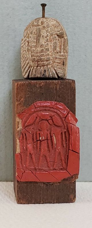 Ancient Egyptian Fish Form Seal,  Carved Stone,  Mounted With Red Wax Impression
