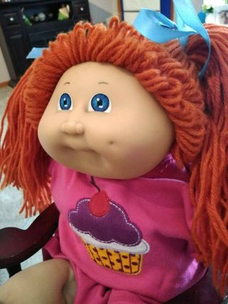 Vintage Cabbage Patch Kids Baby Girl Red Orange Hair Blue Eyes One Dimple 1985