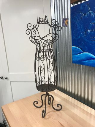 Vintage Mini Wire Metal Dress Form Mannequin Table Top Decorative Holder