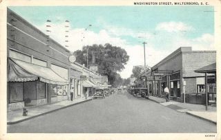 Walterboro South Carolina Washington Street Vintage Postcard Jj649081