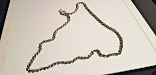 Quality Vintage Sterling Silver Rope Chain 24 In Long Weight 27 Grams