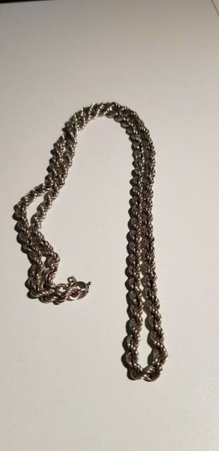 QUALITY VINTAGE STERLING SILVER ROPE CHAIN 24 IN LONG WEIGHT 27 GRAMS 2
