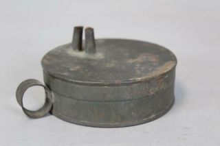 Rare 19th C Tin Whale Oil Lamp In Great Surface Looks Like A Tinderbox