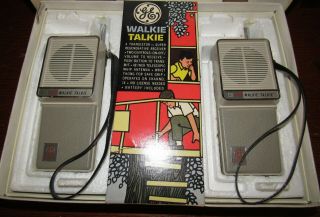 Vintage Ge Walkie Talkie Set 1960s Model Y 7040 Box And Papers Cb Radio