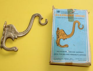 Vintage Chadwick Solid Brass Elephant Figural Coat Wall Hook W Box 1975