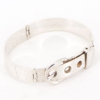 Vtg Sterling Silver - Mexico Taxco Belt Buckle 7 " Bangle Bracelet - 40g