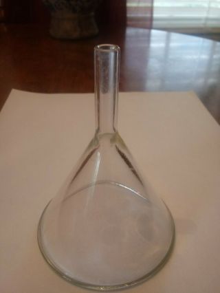 Vintage Pyrex Usa 60° Degree Clear Glass Lab Ware Funnel Short Fluted Stem