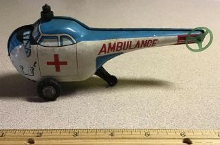 Vintage Tin Toy Helicopter Ambulance,  Japan