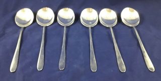 6 Rare Vintage Walker Hall David Mellor Silver Plated Epns Pride Soup Spoons Vgc