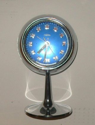 Vintage Retro Midcentury Futurstic Coral Mechanical Space Age Alarm Clock