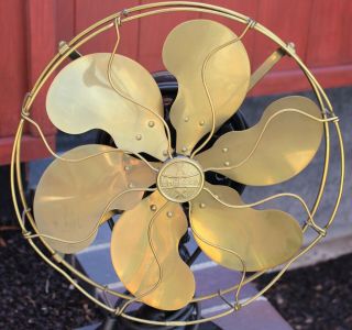 Antique Emerson Brass 6 Blade Cage 3 Speed Electric Fan Type 21666 No.  192098 2