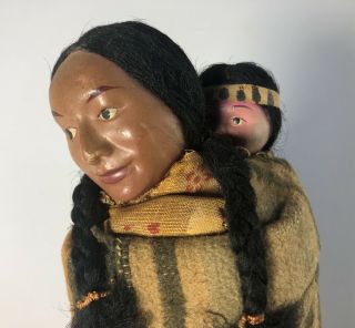 Vintage Skookum Indian Doll - Squaw With Papoose - All