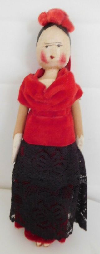 Antique Vintage 7 " Peg Wooden Wood Penny Doll