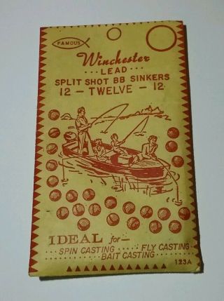 Vintage Nos Winchester Lead Split Shot Bb Sinkers,  12 Pack,  123a