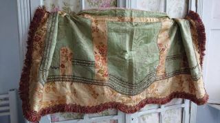 Delicieux Antique French Silk Brocade & Damask Bejeweled Chateau Valence C1880