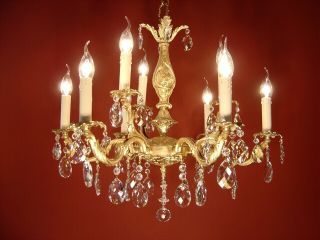 Gold Bronze Crystal Chandelier Old Ceiling Lightings Lamp Filigree 9 Light