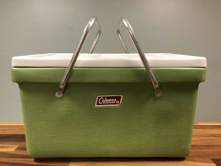 Vintage 1970’s Coleman Cooler Camping Picnic Ice Chest Lid Handles 2 Insert Tray
