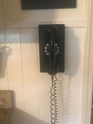 Grand Wall Phone Telephone Retro 80s Pottery Barn Vintage Black Rotary Crosley