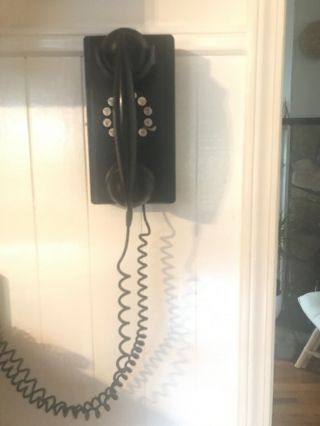 Grand Wall Phone Telephone Retro 80s Pottery Barn Vintage Black Rotary Crosley 2