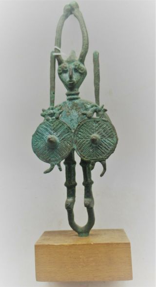 Circa 1200 - 800bce Ancient Luristan Bronze Warrior Statuette Extremely Rare