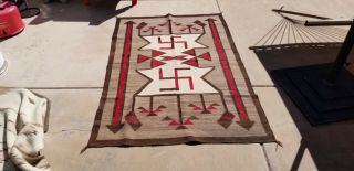 Antique,  Native American,  Navajo,  Early,  Whirling Log Rug,  Blanket,  Weaving.