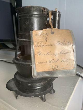 RARE 19thC Antique Patent Model Heating Stove 1876 Patent w/ Tag 3