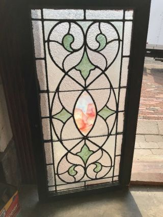 Sg 2308 Antique Stained And Textured Glass Transom Window 20.  75 X 40
