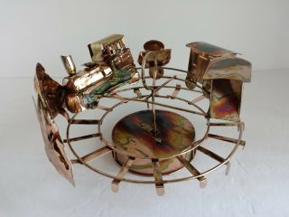 PRE - OWNED VTG COPPER TRAIN SET MOTION ROTATING MUSIC BOX PLAYS KING OF THE ROAD 2