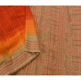 Tcw Vintage Saree 100 Pure Silk Hand Embroidered Red Fabric 5 Yd Sari Craft
