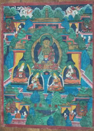 Antique 18th Or 19th Century Tibetan Buddhist Thangka Shakyamuni Buddha Cloth