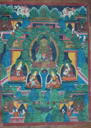 Antique 18th or 19th Century Tibetan Buddhist Thangka Shakyamuni Buddha cloth 2