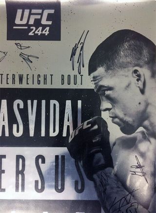 UFC 244 Autographed Poster,  SBC,  Jorge Masvidal,  Nate Diaz,  Signed by Card,  BMF 2