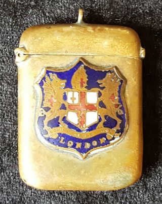 Silver Plate Vintage Victorian Antique London Crested Vesta Case Match Safe Box