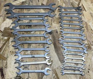 24 Vintage Blue Point Snap On Supreme Open End Wrenches Rare Vtg