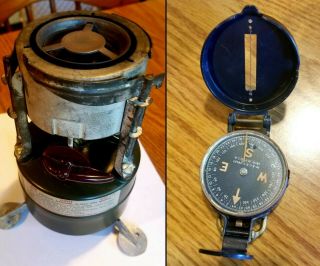 Vintage Gurley Ww2 Military Lensatic Engineer Field Compass & Rogers U.  S.  Stove
