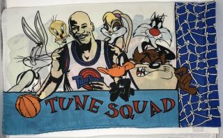 Vintage 1996 Space Jam Michael Jordan Looney Tune Squad Mon Stars Pillow Case A0