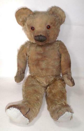 Vintage English Mohair Jointed Teddy Bear - 19in Merrythought? Chiltern? Tlc