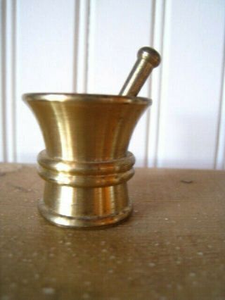 Vintage Solid Brass Miniature Mortar And Pestle Apothecary 1 " Stadt Apotheke
