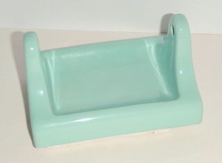 Mid Century Modern Vintage Green Ceramic Bath Toilet Paper Holder Early 1970 