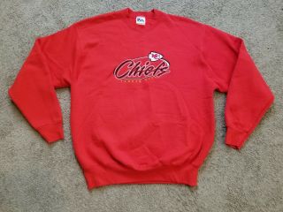 Vintage 90s Pro Player Kansas City Chiefs Crewneck Sweatshirt Nfl Red Size Xl