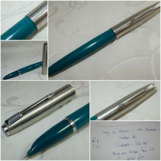 Vintage Parker 21 Mk1 Fountain Pen Turquoise Extra Fine Nib - - Usa