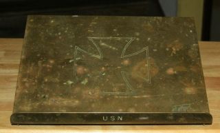 Antique Vintage United States Navy Small Portable Brass Bible Stand